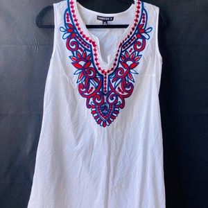White embroidered mini dress